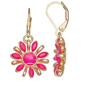 Napier Fuchsia and Gold Floral Earrings,Women’s earrings.